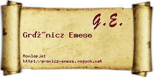 Gránicz Emese névjegykártya